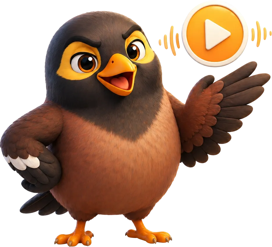 Aunty the Myna listening — tap to play a real household reminder