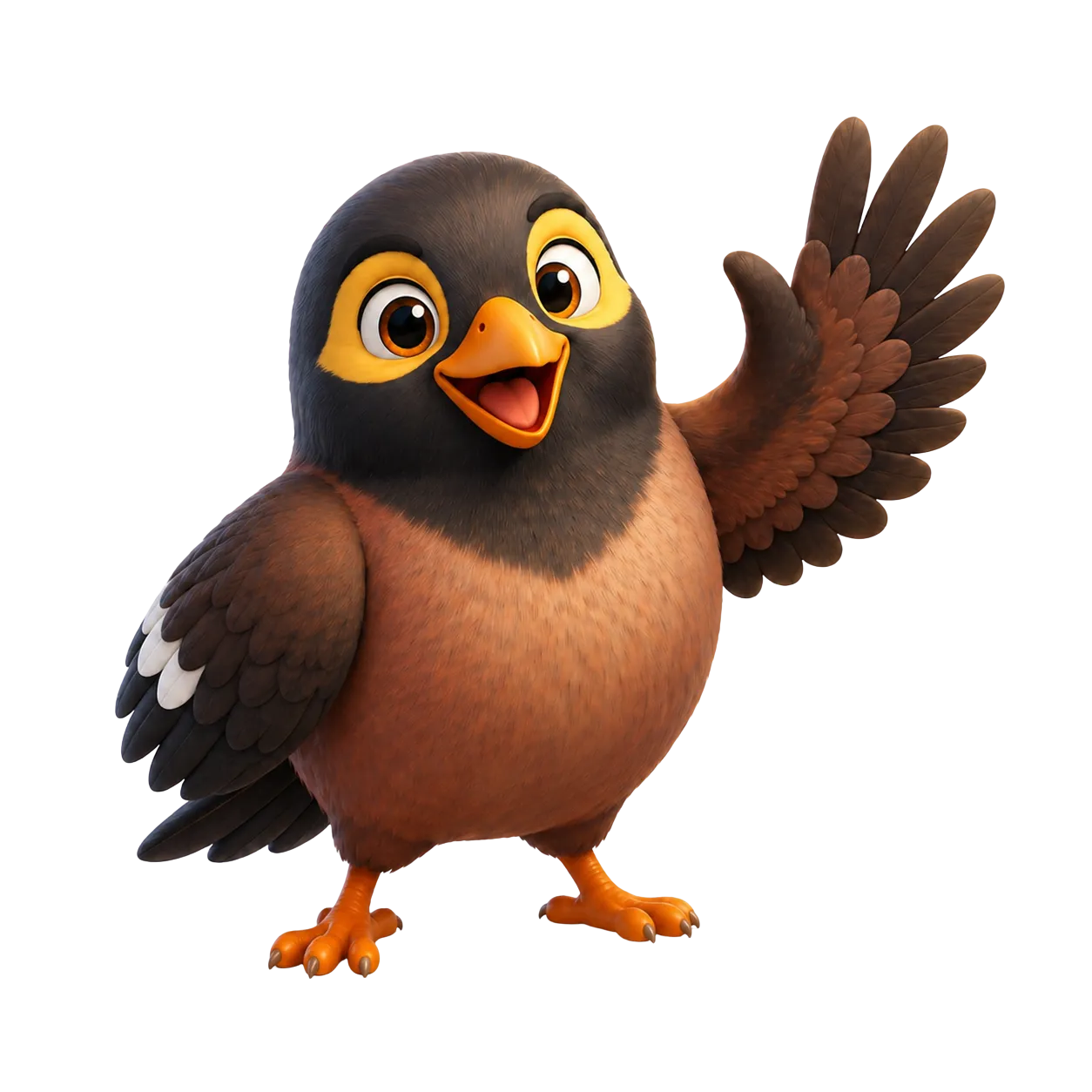 Aunty the Myna waving hello, peeking over the section