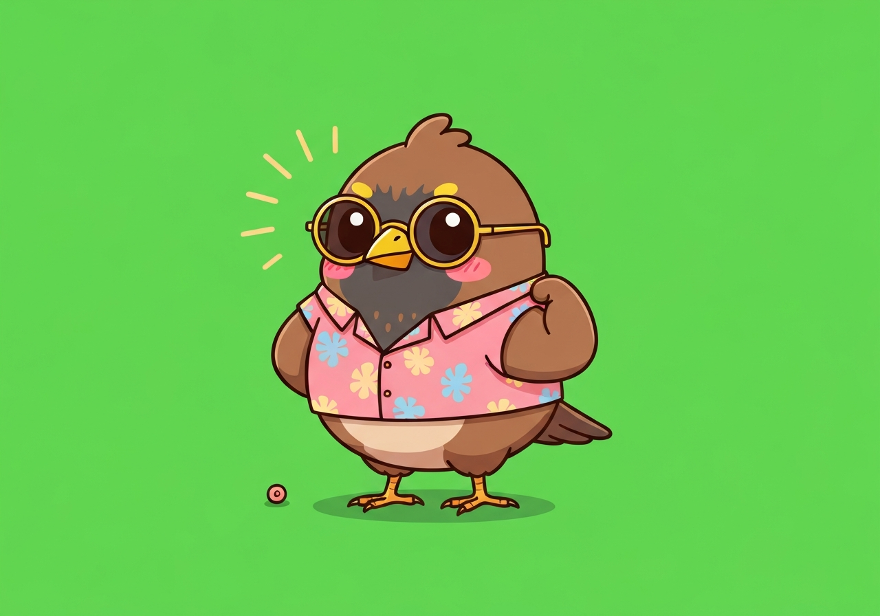 Sunny — tropical-shirt pose keyframe